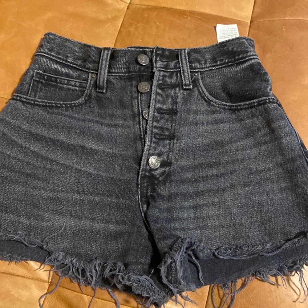 Black button up natural rise A & F shorts